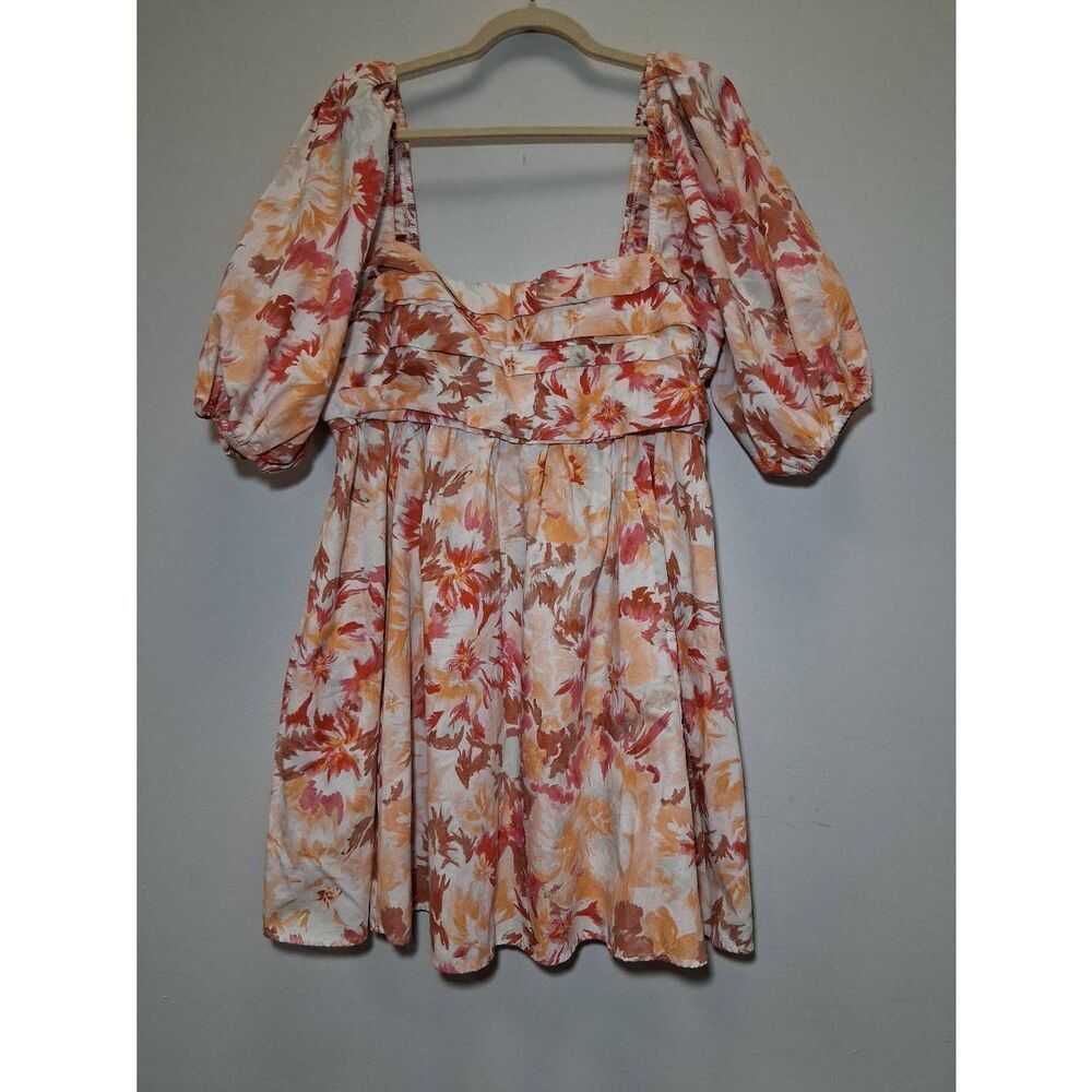 American eagle womens xl puffer sleeve shirt dress floral - Picture 3 of 8